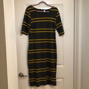 Dark grey and mustard yellow dress